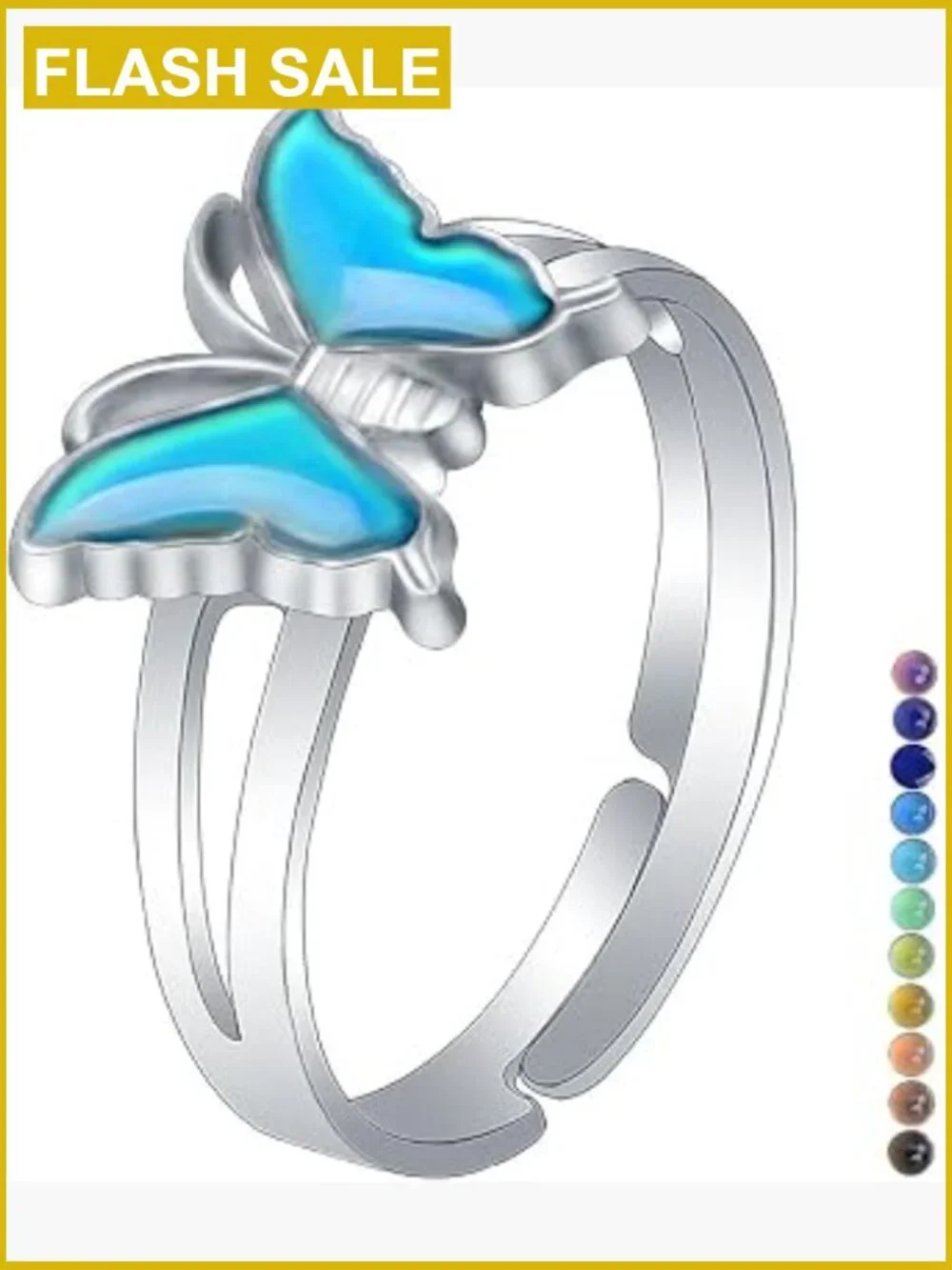 Adjustable Animal Mood Ring Color Changing Ring for Women Party Gift